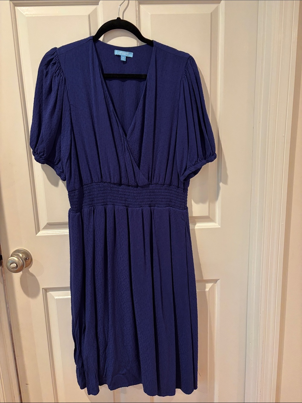 Draper James Smocked Waist Dress Size XL Deep Blue